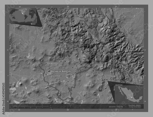 Queretaro, Mexico. Bilevel. Labelled points of cities photo