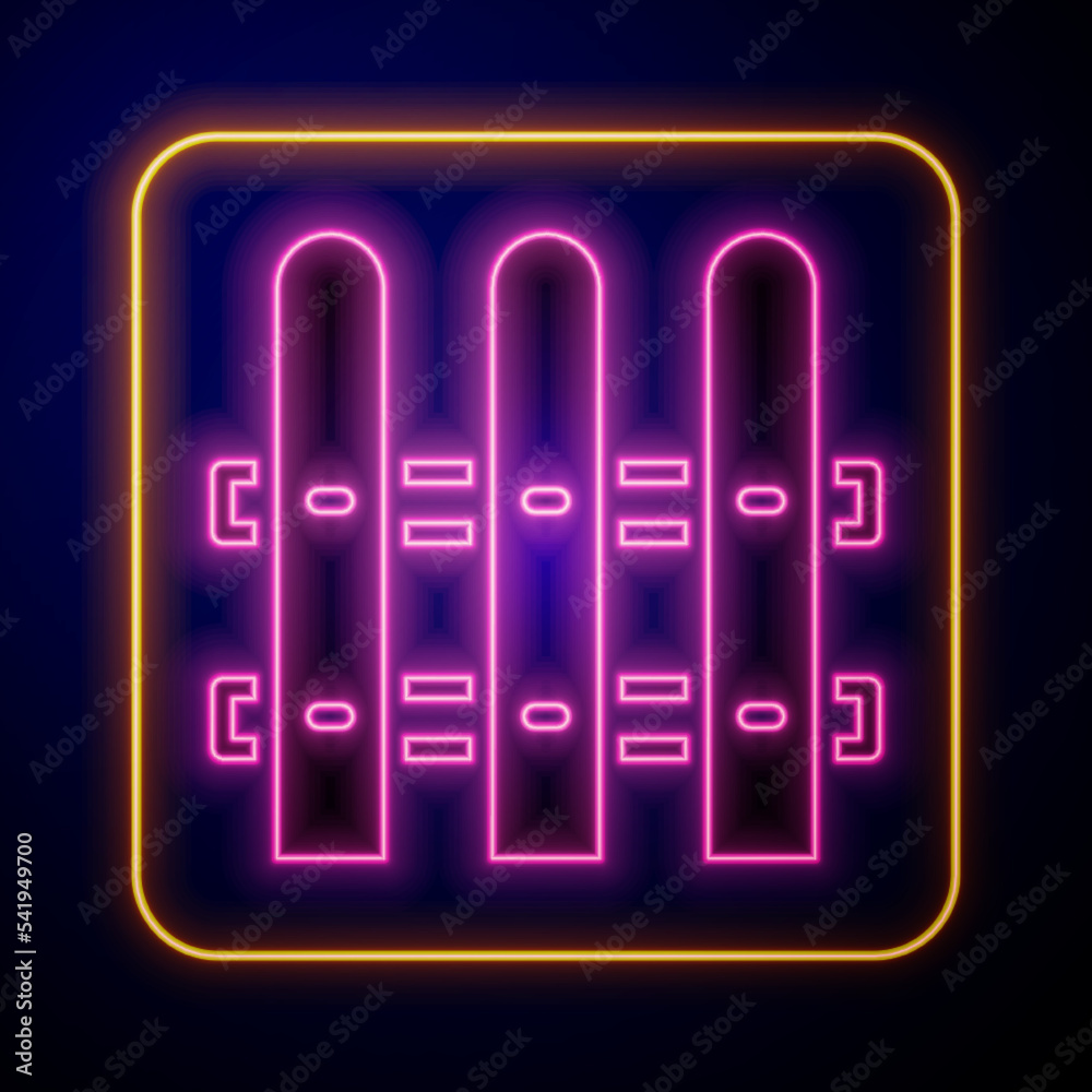 Glowing neon Garden fence wooden icon isolated on black background. Vector Glowing neon Garden fence wooden icon isolated on black background. Vector