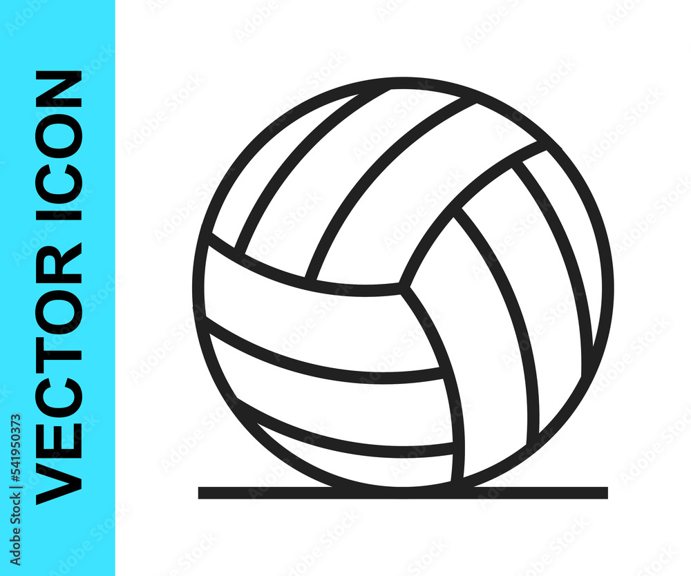 Black line Volleyball ball icon isolated on white background. Sport equipment. Vector