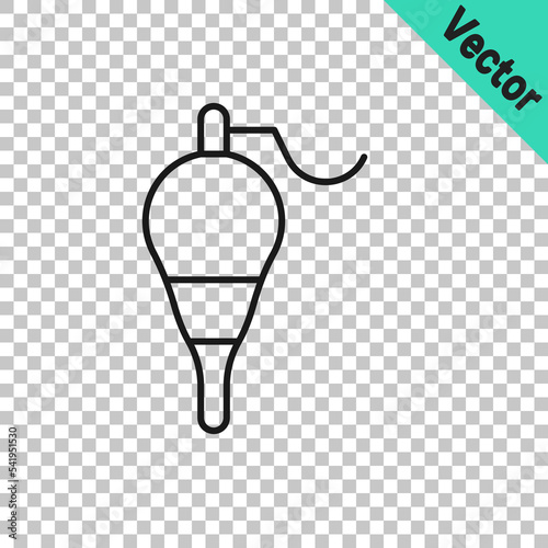 Black line Fishing float icon isolated on transparent background. Fishing tackle. Vector
