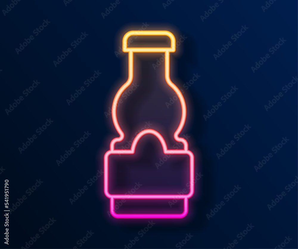 Glowing neon line Sauce bottle icon isolated on black background. Ketchup, mustard and mayonnaise bottles with sauce for fast food. Vector Glowing neon line Sauce bottle icon isolated on black background. Ketchup, mustard and mayonnaise bottles with sauce for fast food. Vector