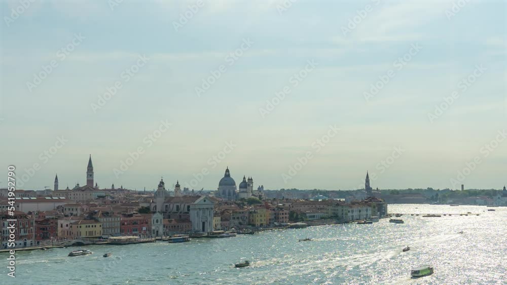 Top view of Venice and boats sailing in timelapse Top view of Venice and boats sailing in timelapse