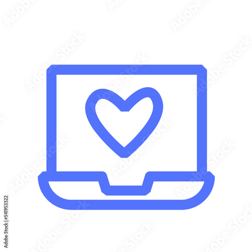 wedding laptop love romance hearth line icon