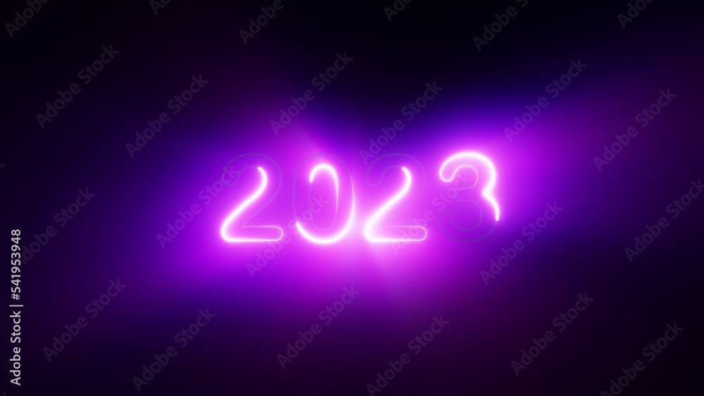 2022 Happy New Year neon light sign background ,Glowing, blinking 2022 neon text background new year resolution concept, 4K Animation loop background.
