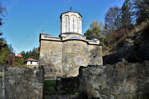 Orthodox monastery S.V. Nikole Pavlovac (exterior with icons and details)
