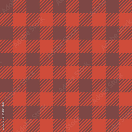 Classic Buffalo Plaid Lumberjack ornament seamless pattern background. Grey and orange autumnal fall checkered pattern, flannel fabric shirt print. November tartan backdrop.