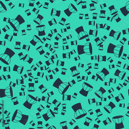 Black African darbuka drum icon isolated seamless pattern on green background. Musical instrument. Vector