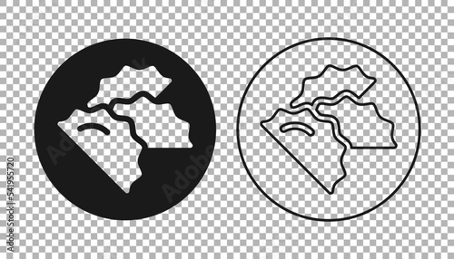 Black Dumpling icon isolated on transparent background. Traditional chinese dish. Vector