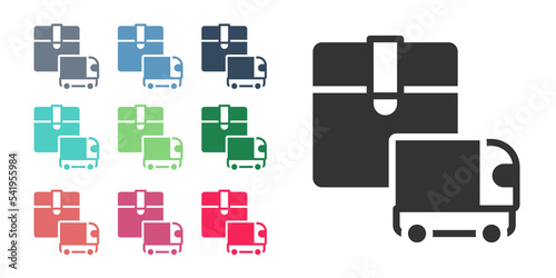 Black Delivery cargo truck vehicle icon isolated on white background. Set icons colorful. Vector