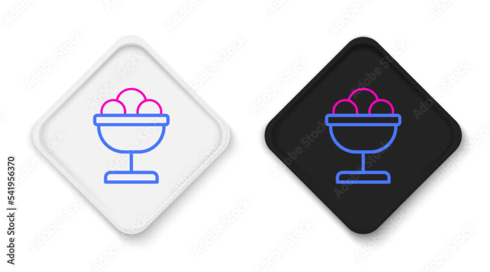 Line Ice cream in the bowl icon isolated on white background. Sweet symbol. Colorful outline concept. Vector Line Ice cream in the bowl icon isolated on white background. Sweet symbol. Colorful outline concept. Vector