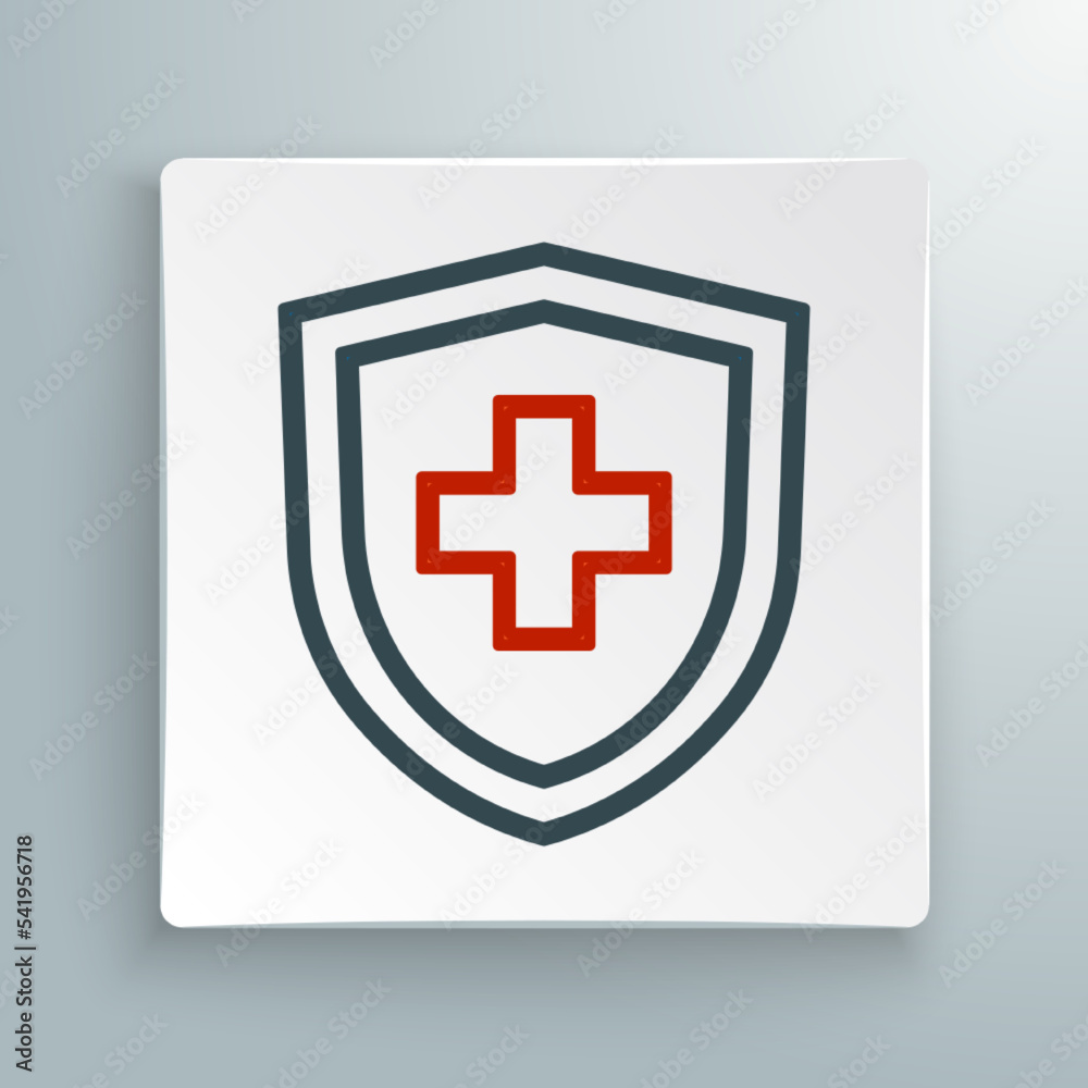Fototapeta premium Line Life insurance with shield icon isolated on white background. Security, safety, protection, protect concept. Colorful outline concept. Vector
