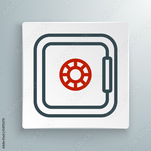 Line Safe icon isolated on white background. The door safe a bank vault with a combination lock. Reliable Data Protection. Colorful outline concept. Vector