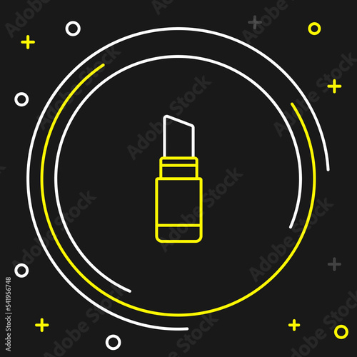 Line Lipstick icon isolated on black background. 8 March. International Happy Women Day. Colorful outline concept. Vector