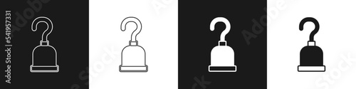 Set Pirate hook icon isolated on black and white background. Happy Halloween party. Vector