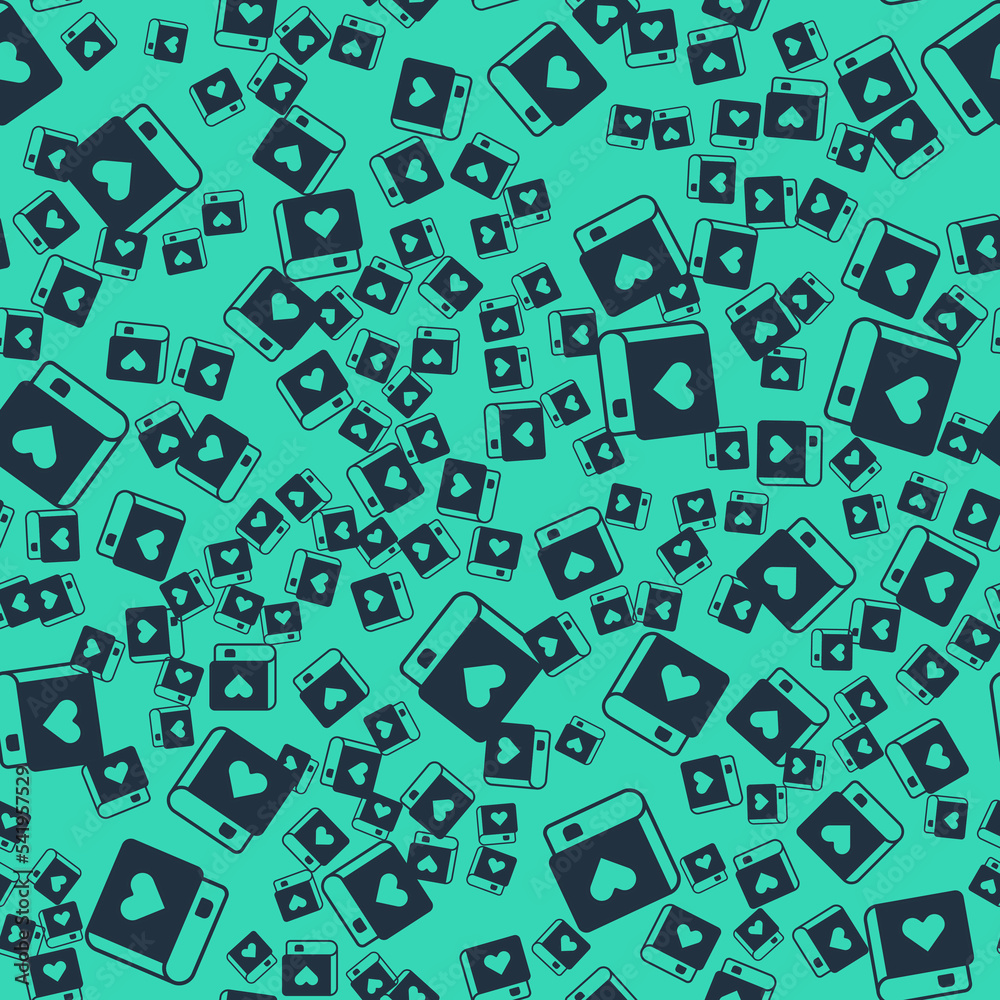 Black Romance book icon isolated seamless pattern on green background. Vector Black Romance book icon isolated seamless pattern on green background. Vector