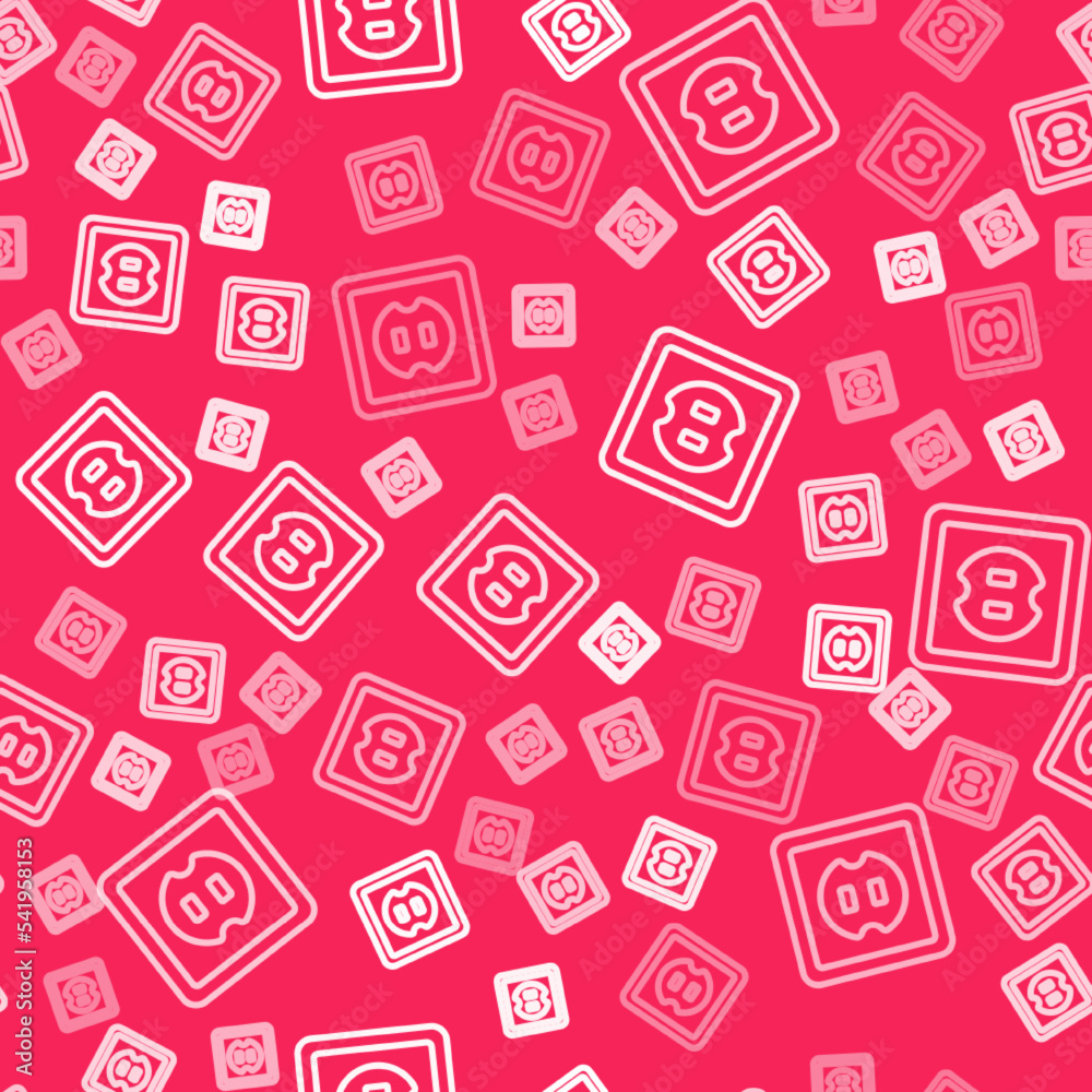 White line Electrical outlet icon isolated seamless pattern on red background. Power socket. Rosette symbol. Vector White line Electrical outlet icon isolated seamless pattern on red background. Power socket. Rosette symbol. Vector