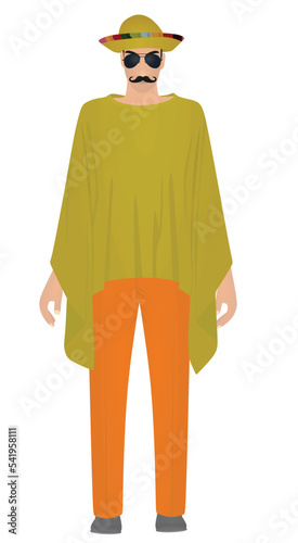 Mexican man standing. vector illustration