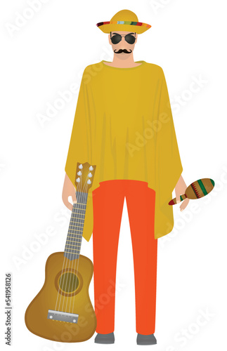 Mexican man standing. vector illustration