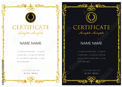 賞状１９　certificate　認定証　ディプロマ　表彰状　フレームデザイン