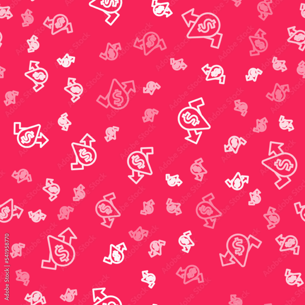 White line Oil price increase icon isolated seamless pattern on red background. Oil industry crisis concept. Vector White line Oil price increase icon isolated seamless pattern on red background. Oil industry crisis concept. Vector