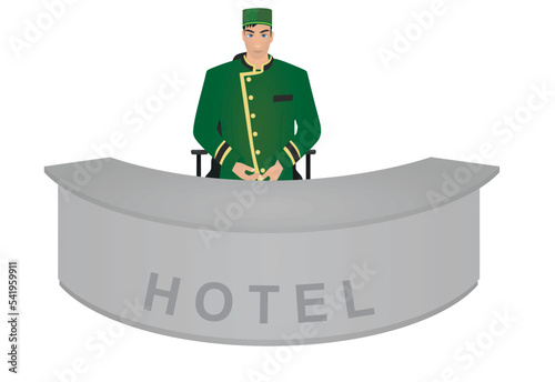 Bellboy receptionist in hotel. vector