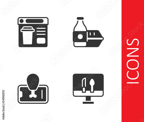 Set Online ordering food, Food on mobile and icon. Vector