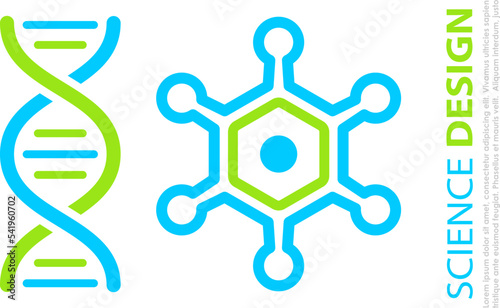 Dna helix and molecule, abstract science icons