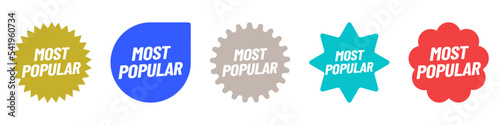 Fototapeta Naklejka Na Ścianę i Meble -  Most popular color sale sticker set. Promo badge with starburst design for sales leader advertising vector illustration isolated on white background