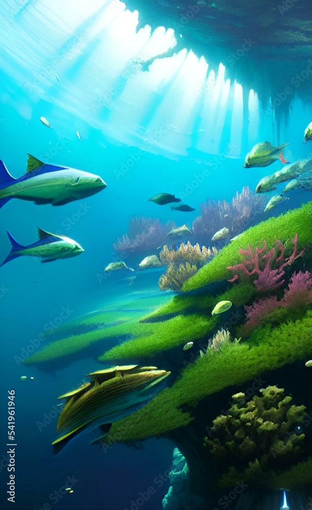 Fototapeta premium Drawing the underwater world