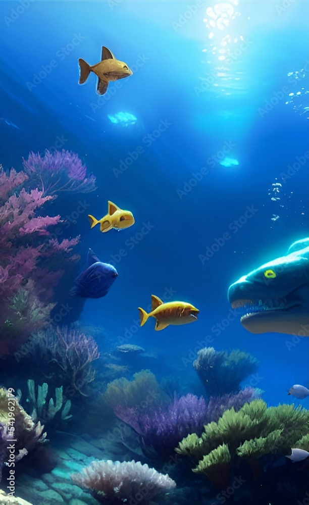 Fototapeta premium Drawing the underwater world