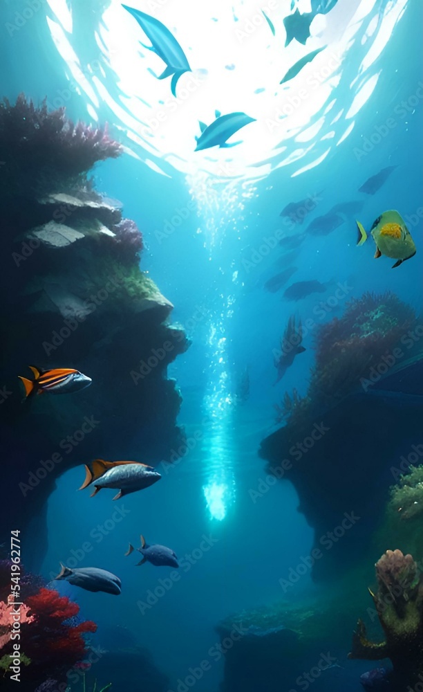 Fototapeta premium Drawing the underwater world