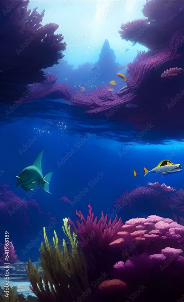 Fototapeta premium Drawing the underwater world