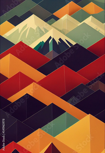 Colorful mountain high saturated background generative ai digital illustration