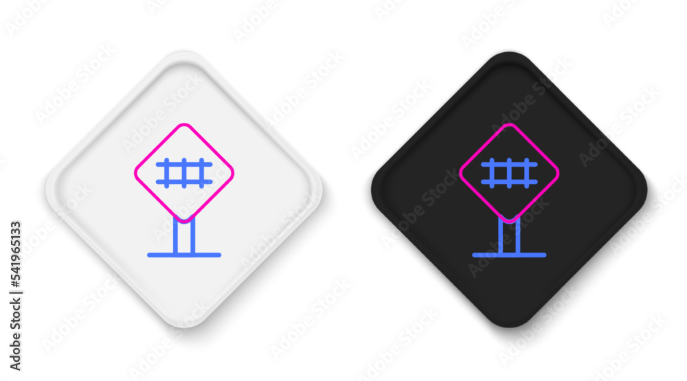Line Railroad crossing icon isolated on white background. Railway sign. Colorful outline concept. Vector Line Railroad crossing icon isolated on white background. Railway sign. Colorful outline concept. Vector