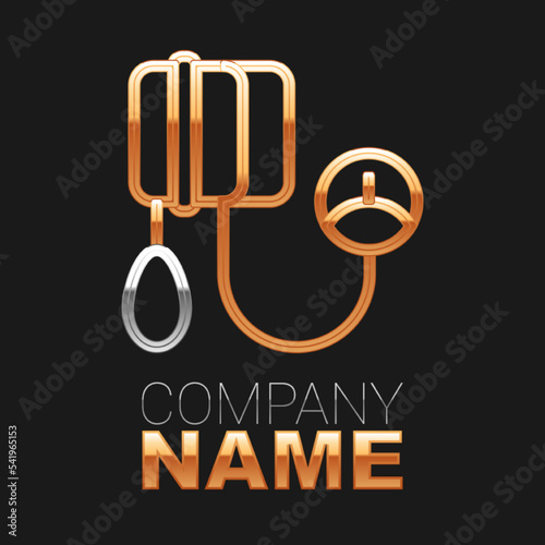 Line Blood pressure icon isolated on black background. Colorful outline concept. Vector