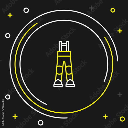 Line Fisherman rubber pants icon isolated on black background. Colorful outline concept. Vector