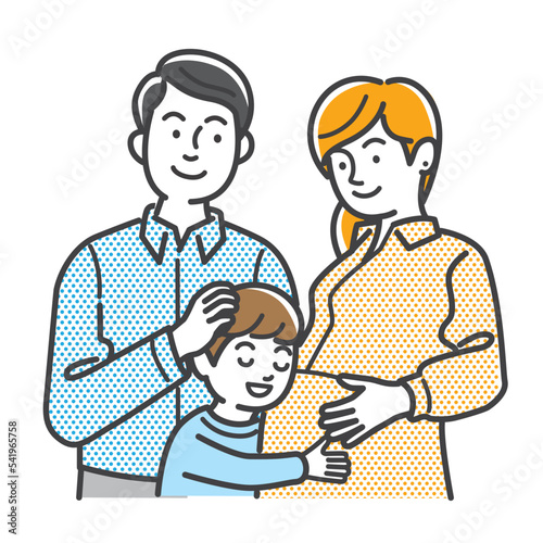 赤ちゃんを想像する妊娠中の母と子供と夫