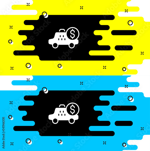 White Taximeter device icon isolated on black background. Measurement appliance for passenger fare in taxi car. Vector