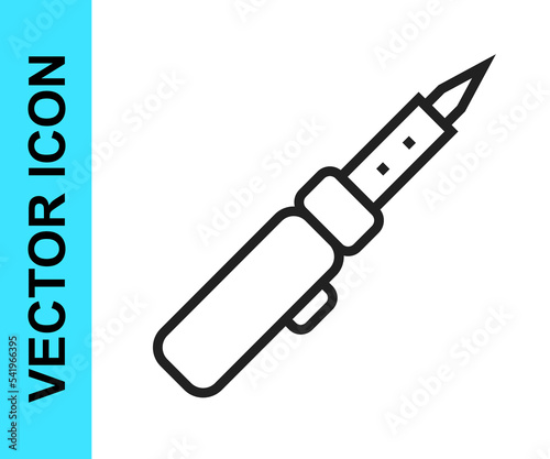 Black line Soldering iron icon isolated on white background. Vector