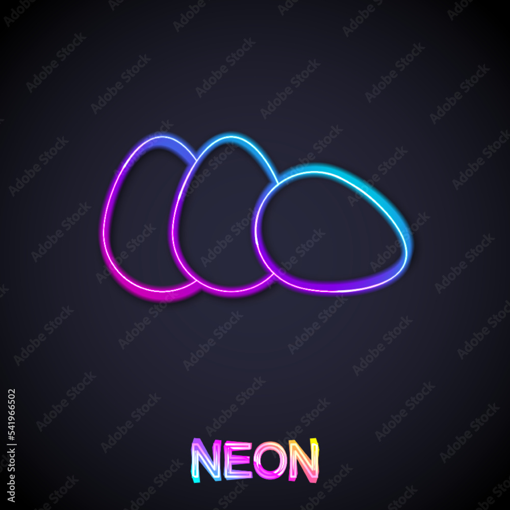 Glowing neon line Chicken egg icon isolated on black background. Vector Glowing neon line Chicken egg icon isolated on black background. Vector
