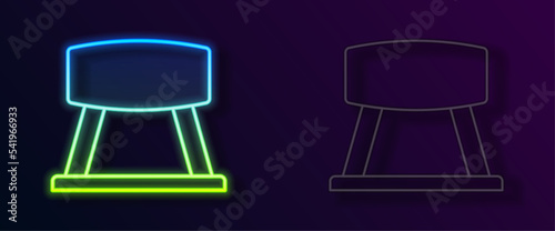 Glowing neon line Pommel horse icon isolated on black background. Sports equipment for jumping and gymnastics. Vector