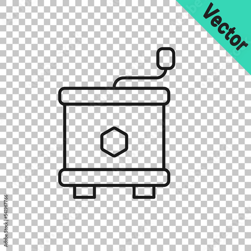 Black line Honey extractor icon isolated on transparent background. Mechanical device for honey extraction from honeycombs. Vector