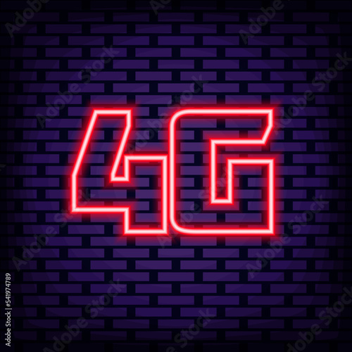 4g mobile internet Neon sign. Glowing with colorful neon light. Light art. Bright colored vector. Vector Illustration