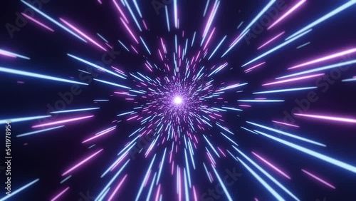 This stock motion graphic shows a fast flight through the stars towards the sun.