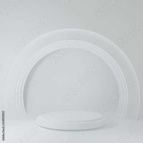 Product Stand in white room ,Studio Scene For Product ,minimal design,3D rendering	
