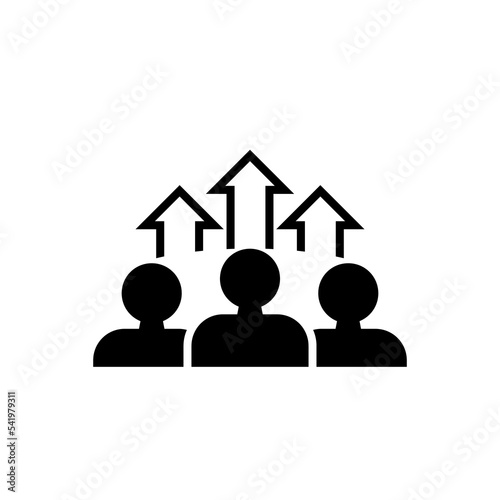 Team growth icon vector, development sign, popularity symbol. Career growth of the company icon.