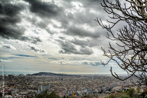 Aerial view of Barcelona Spain from the anti-aircraft photo