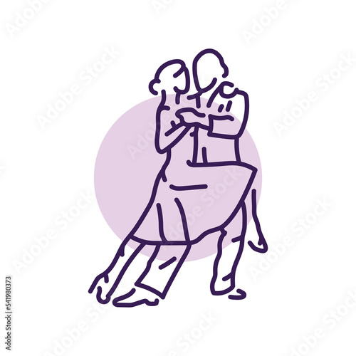 Couple dancing tango color line icon. Pictogram for web page