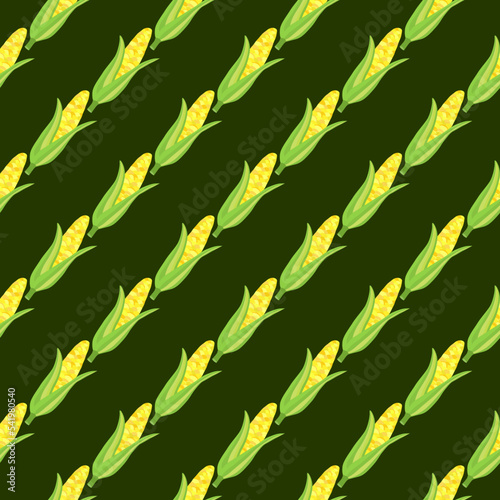 Corn plants seamless pattern. Corn cobs endless wallpaper.