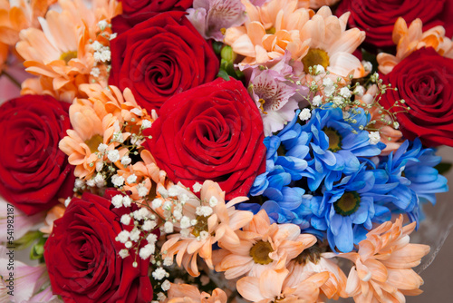 Beautiful bouquet of roses. Background from pink roses.